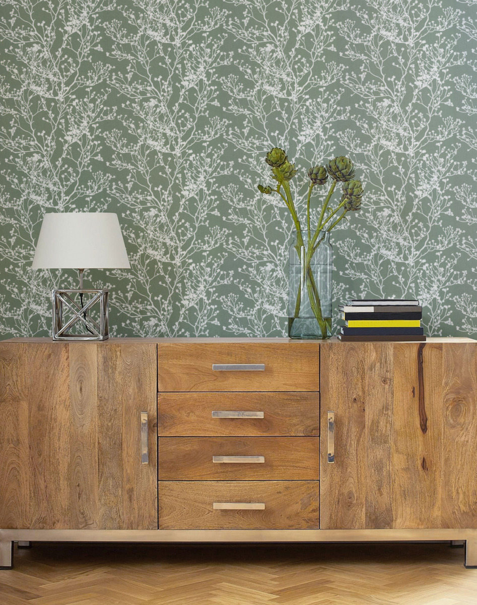 Обои Ronald Redding Handcrafted Naturals Budding Branch Silhouette HC7519 фото в интерьере